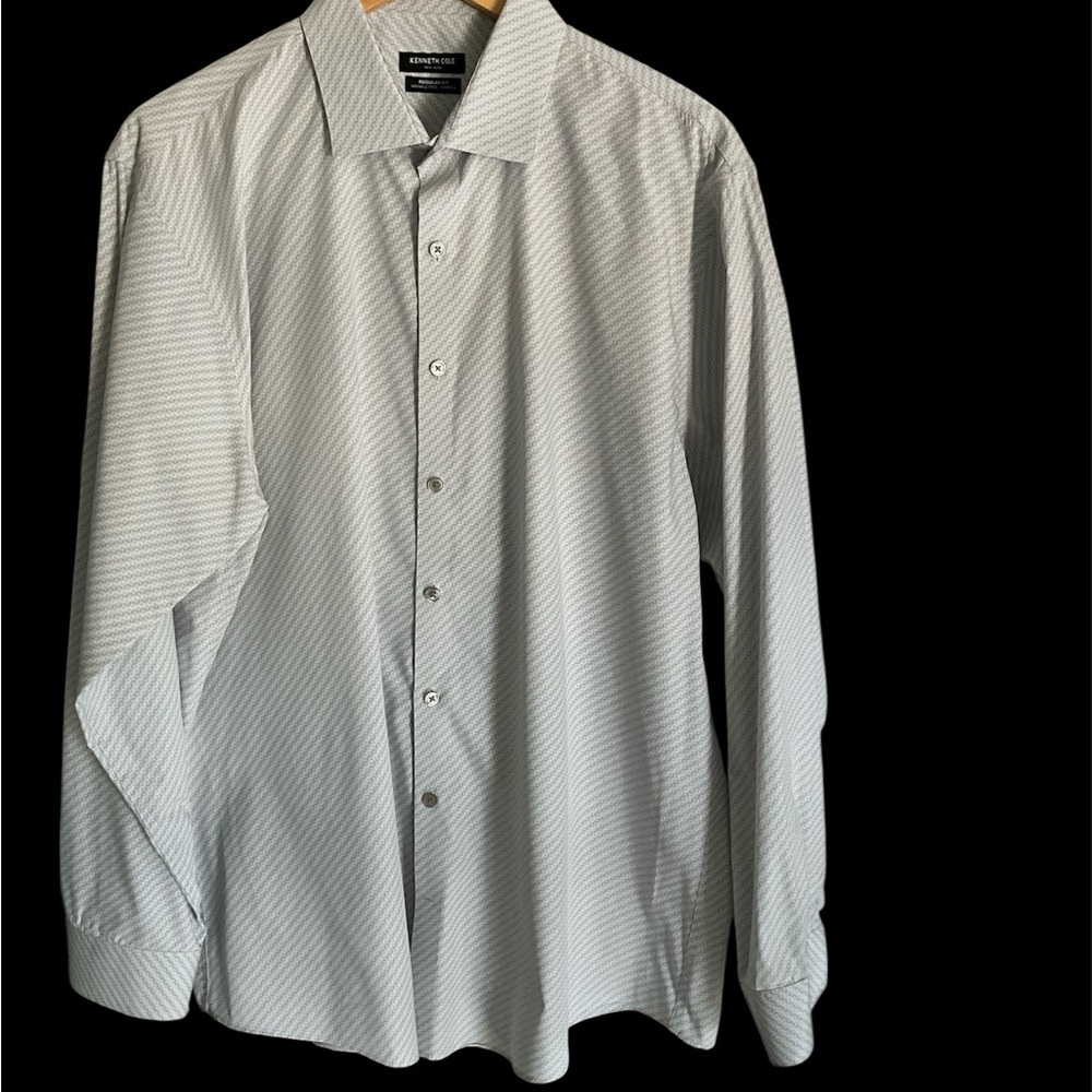 Kenneth Cole Men's Gray Patterned Dress Shirt